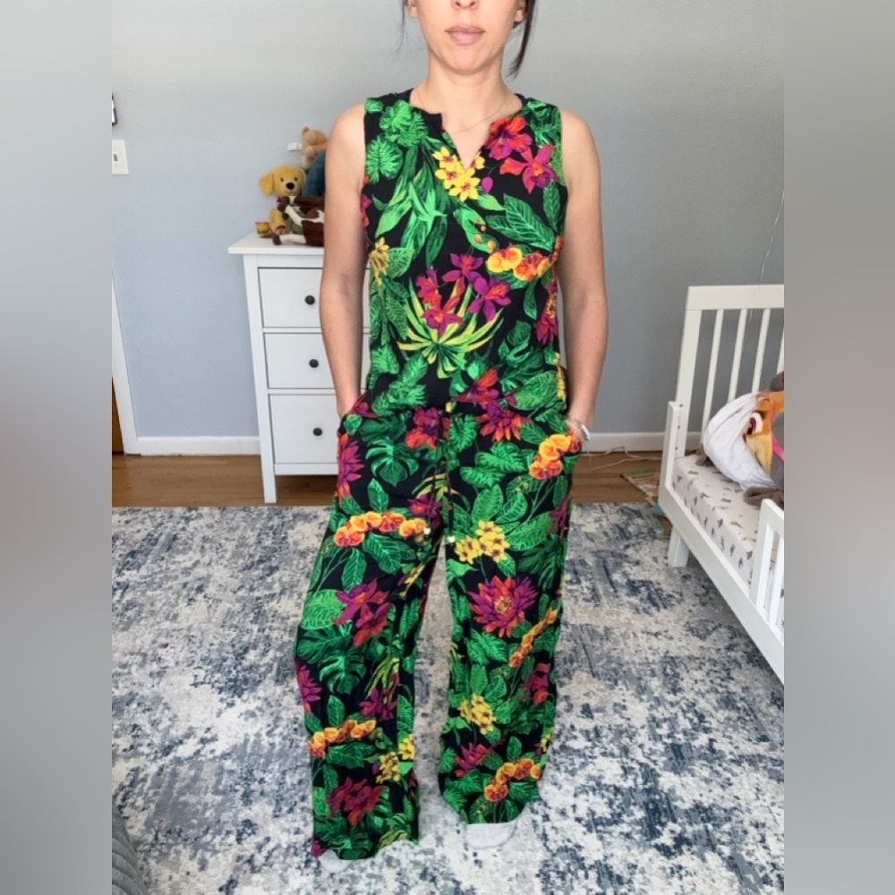 Panama Jack 2-Piece Pants Set Black/Green Tropical S - Picture 7 of 7